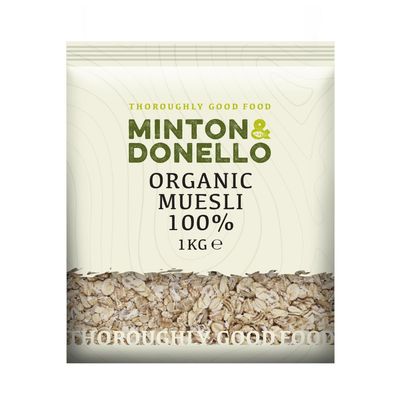 Mintons Good Food Organic Muesli 100% Organic 1Kg Home Compostable Packaging - Eco Friendly - Plastic Free