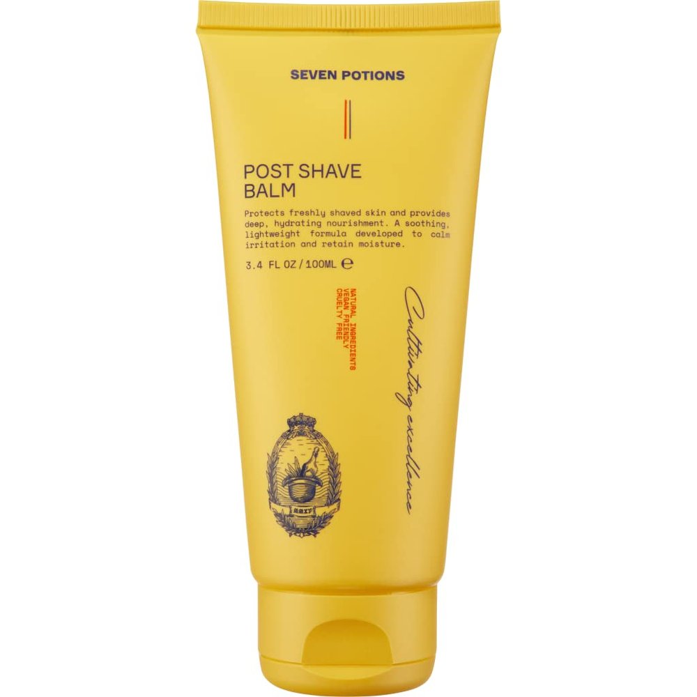Seven Potions Post Shave Balm for Men  Calms Skin Irritation, Retains Moisture  Soothing, Hydrating, Lightweight Formula  Natural, Vegan, Cruelty-Free Aftershave Lotion (100ml)