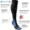 aZengear Compression Socks (20-30mmHg) Anti DVT Air Flying Knee-High Flight Travel Stockings, Swollen Legs, Varicose Veins, Running, Shin Splints Calf Pressure Support, Sports (Black w Blue, XXL) view 2