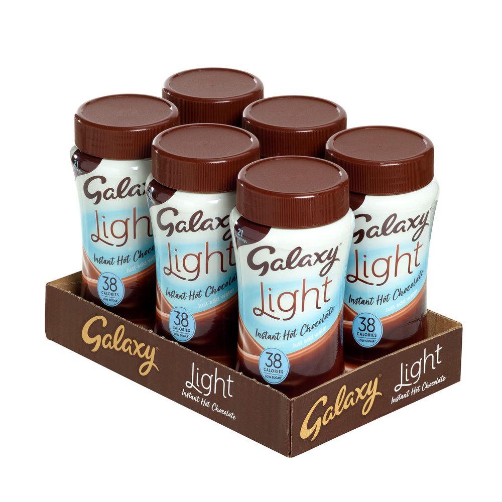 Galaxy Light Instant Hot Chocolate 210g (Pack of 6) 126 Servings - Instant Low Calorie Hot Chocolate Only 38 calories Per Serving