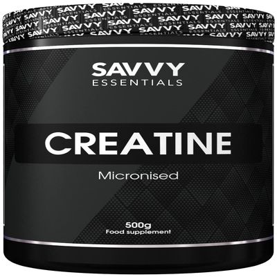 Savvy Essentials | 100% Pure Micronized Creatine Monohydrate for Endurance, Strength & Muscle Growth | 500g (100 Servings)