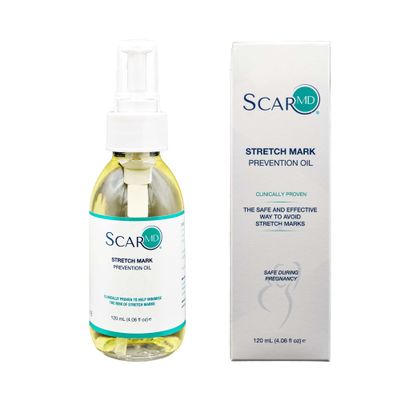 ScarMD Stretch Mark Oil 120ml | Natural Anti Stretch Mark Cream for Pregnancy, Teens & Bodybuilders | Prevents & Reduces Stretch Marks | With Vitamin E & Gotu Kola