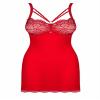 Obsessive Sexy Woman's Night Set Floral Lace Loventy Chemise, Red,XXL-3XL view 3