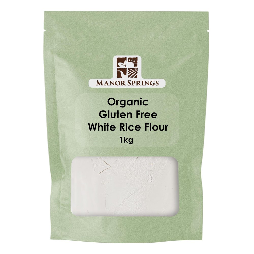 Gluten Free Organic White Rice Flour 1kg by Manor Springs