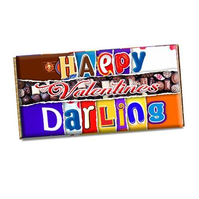 Happy Valentine Darling Novelty Chocolate Bar Wrapper Label for Valentines, Birthday, Anniversary Xmas, Gift Present #750 (without chocolate bar)