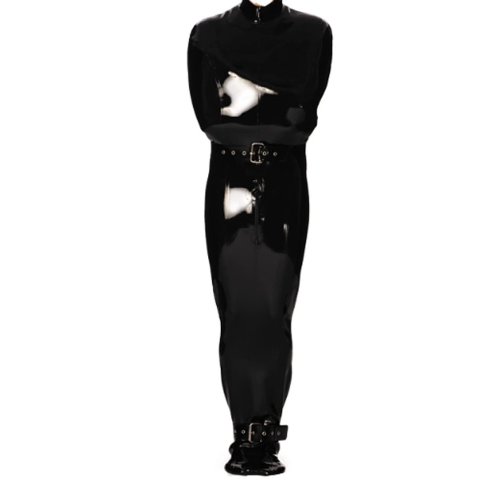 Latex Natural Rubber Cosplay Black Costume Adjustable Belt Male Catsuit Gummi Solid Wetlook Black Customized Size XXS-XXL,Red,XS