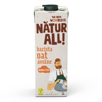 NATUR ALL | Barista Oat Drink 1L - Plant-Based Milk Alternative, Gluten Free, Perfect for Coffee, Vegan, Long Life (Pack of 6)