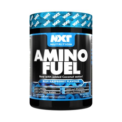 NXT Nutrition Amino Fuel Energy Drink | BCAAs Amino Acids with Beta Alanine, Vitamin D3 and Citrulline Malate for Performance, Endurance and Energy Support | (Blue Raspberry)