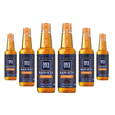 Tate & Lyle - Caramel Syrup - Fairtrade Syrup Set, Vegan and Vegetarian Friendly - Caramel Syrup for Coffee, Cold Drinks and Hot Drinks - Produced in the UK - 6 x 250ml