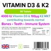 Lindens Vitamin D3 4000IU & MK7 K2 | 90 Tablets | UK Made | Immune Health, Bones, Teeth, Muscle, Blood Calcium Absorption | High Strength Vitamin D & K2 Supplement | 3 Months Supply | Vegetarian view 2