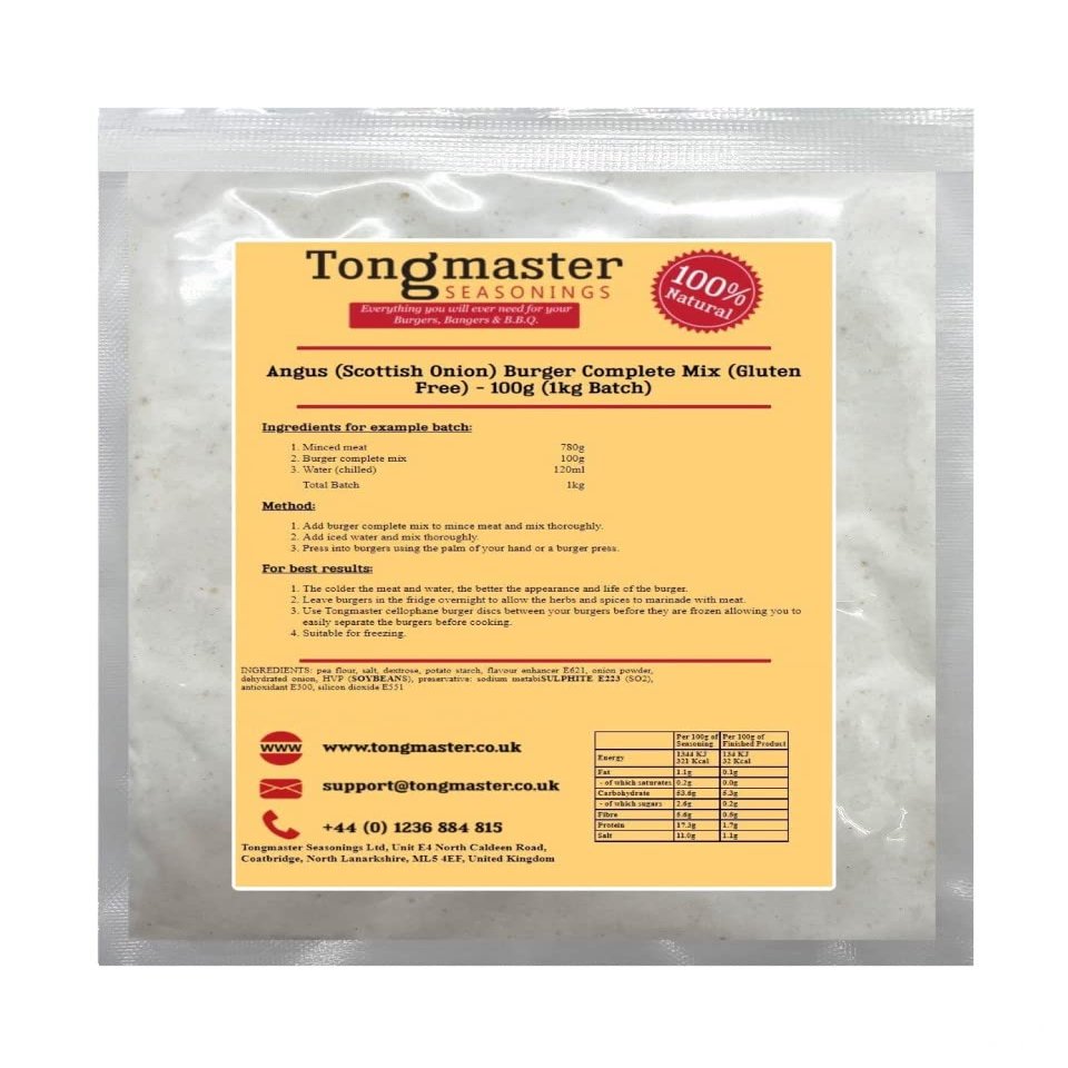 Angus (Scottish Onion) Burger Complete Mix (Gluten Free) - 100g (1kg Batch)