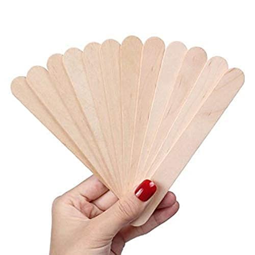 100pc Disposable Wooden Waxing Spatulas, Wax Applicator Sticks for Body Hair Removal, Professional Tongue Depressors Flat Round Ended