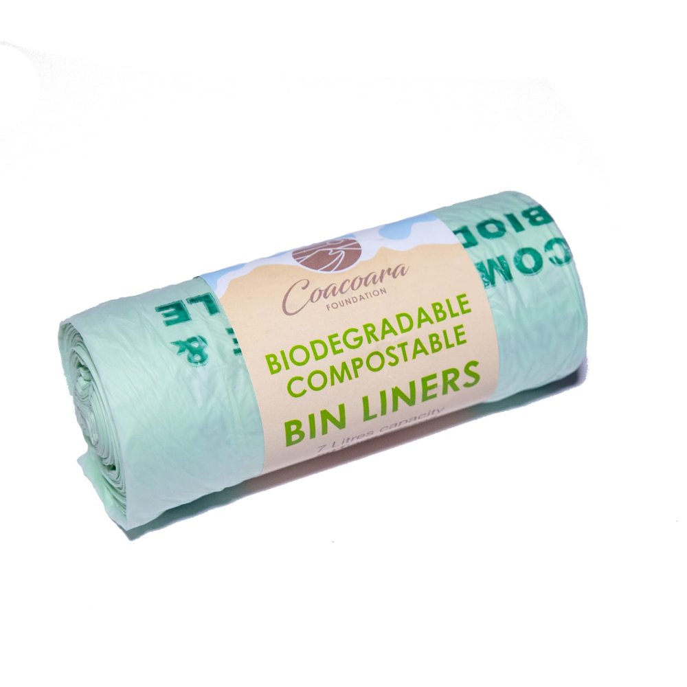 100% Compostable 30L Bin Liners Made from Sustainable Corn Starch | Plastic Free | Strong and Durable | 25 Bags in Roll