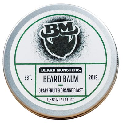 Beard Monsters Beard Balm For Men 50ml | Mens Leave In Beard Conditioner | Natural Beard Care (Grapefruit and Orange Blast)