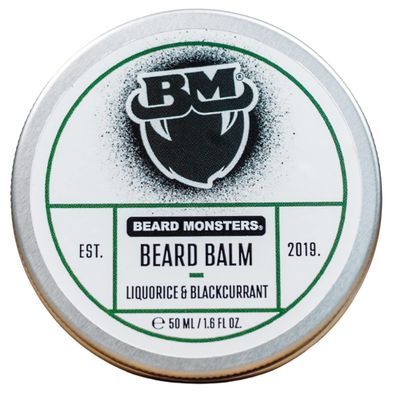 Beard Monsters Beard Balm For Men 50ml | Mens Leave In Beard Conditioner | Natural Beard Care (Liquorice and Blackcurrant)