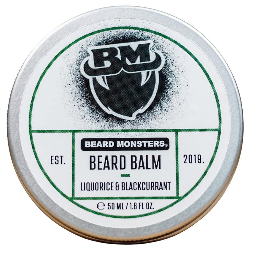 Beard Monsters Beard Balm For Men 50ml | Mens Leave In Beard Conditioner | Natural Beard Care (Liquorice and Blackcurrant)