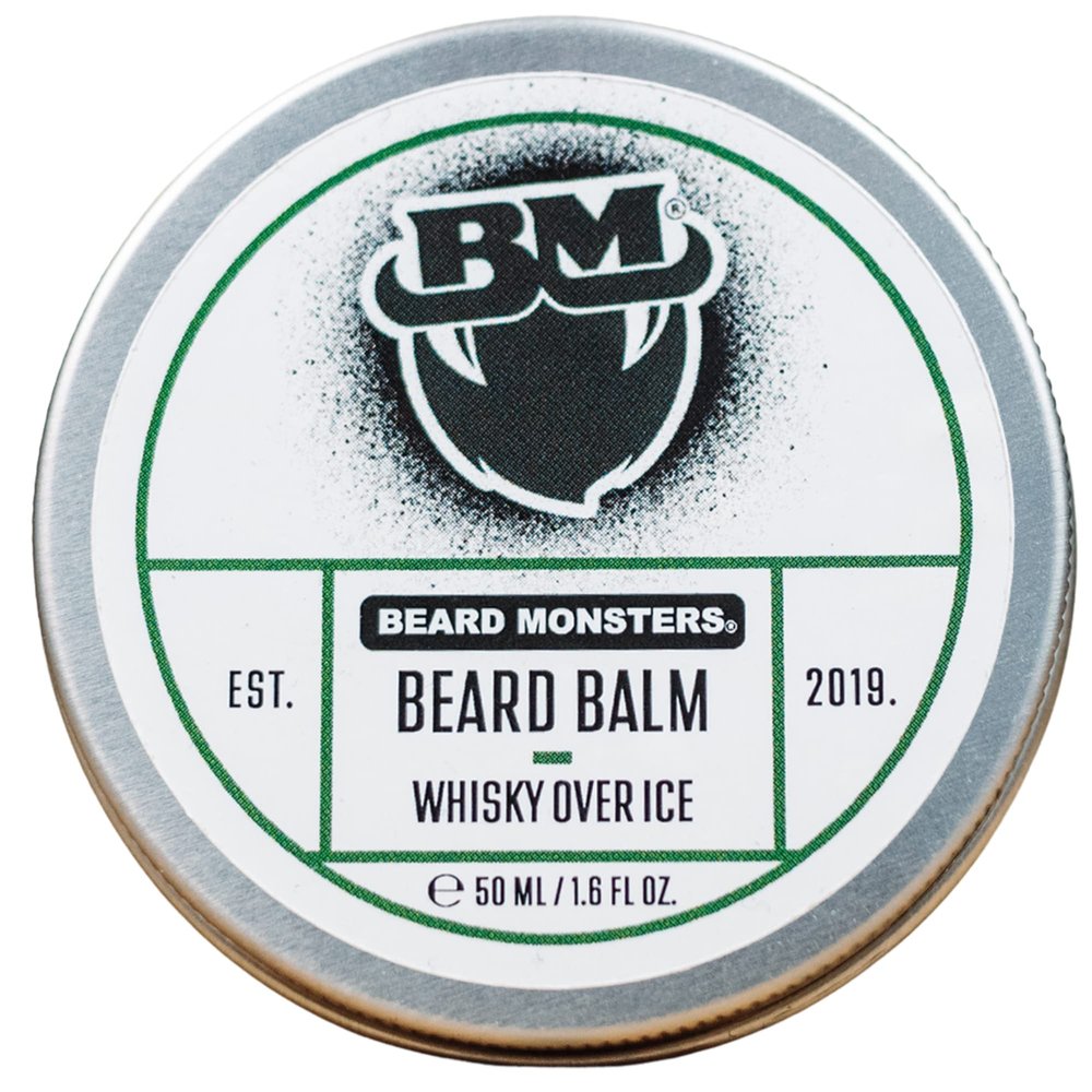 Beard Monsters Beard Balm For Men 50ml | Mens Leave In Beard Conditioner | Natural Beard Care | Premium Mens | Beard Softener Grooming (Whisky Over Ice)