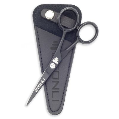 STONLI 4.5 inches Beard and Moustache Scissors - Nose Hair Trimming Stainless Steel Scissors, Safety Use for Eyebrows & Ear Hair