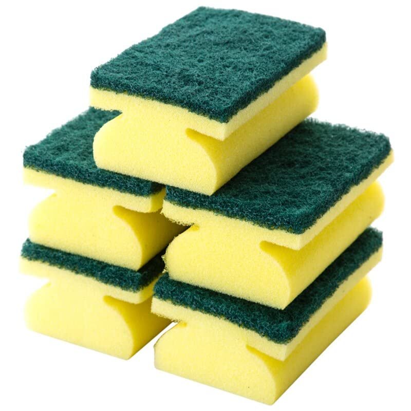 Hampine Pack of 4 Sponge Scourers for Kitchen, Households, Dishes & Bathroom, Non Scratch Scourer Dish Pads, Dual-Sided Scrubber Sponge