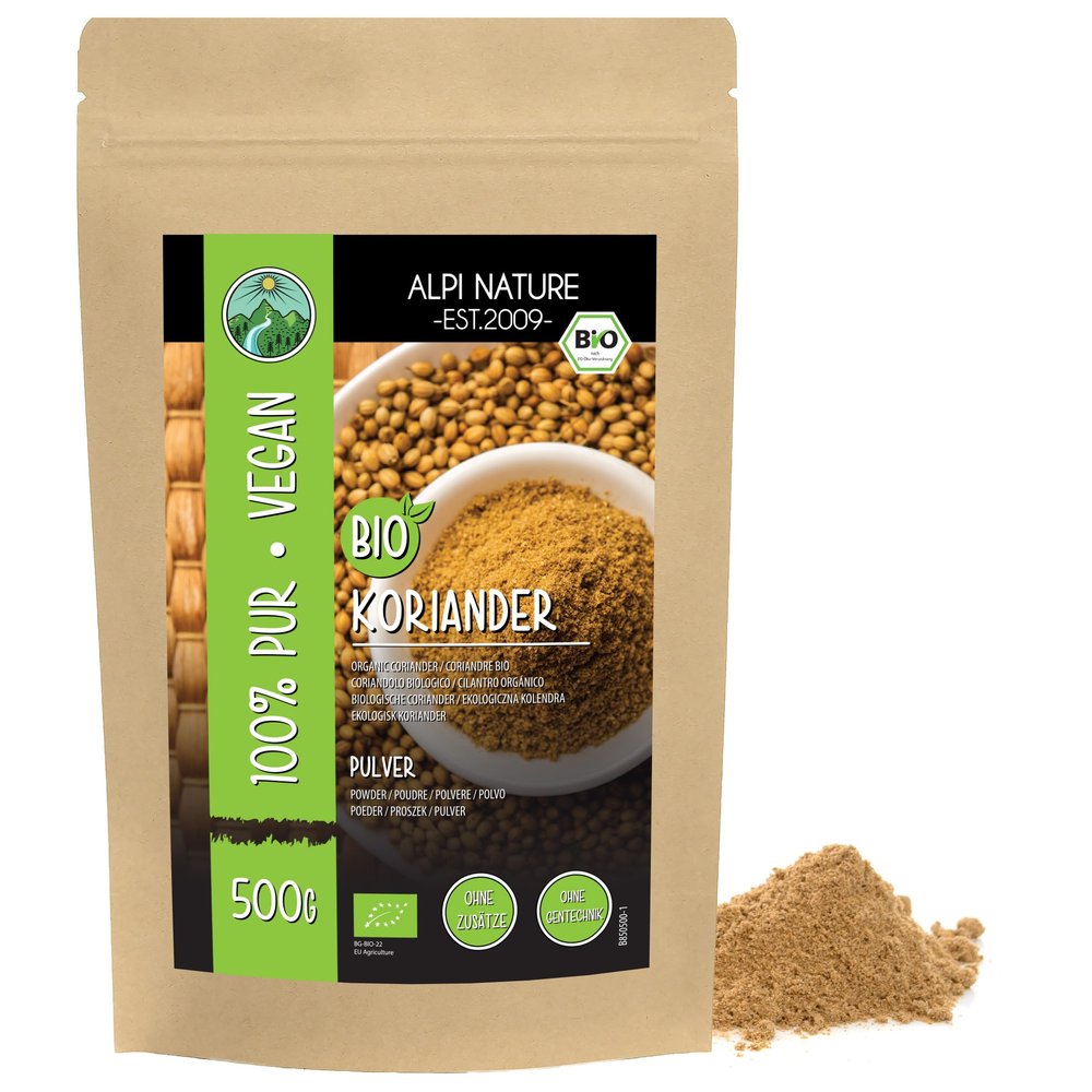 Alpi Nature Organic Coriander Powder 500g 1.1 lb, Ground Coriander Seed Powder for Cooking