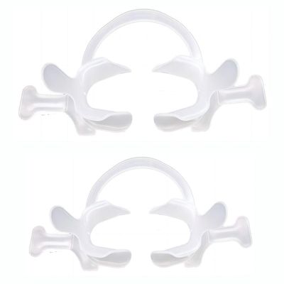 2Pcs Dental Teeth Whitening/Photography Cheek Retractors with Tabs,Orthodontic Mouth Retractor Mouth Opener,Disposable Dental Lip Cheek Retractor for Mouthguard White,Autoclavable (Large + Small)