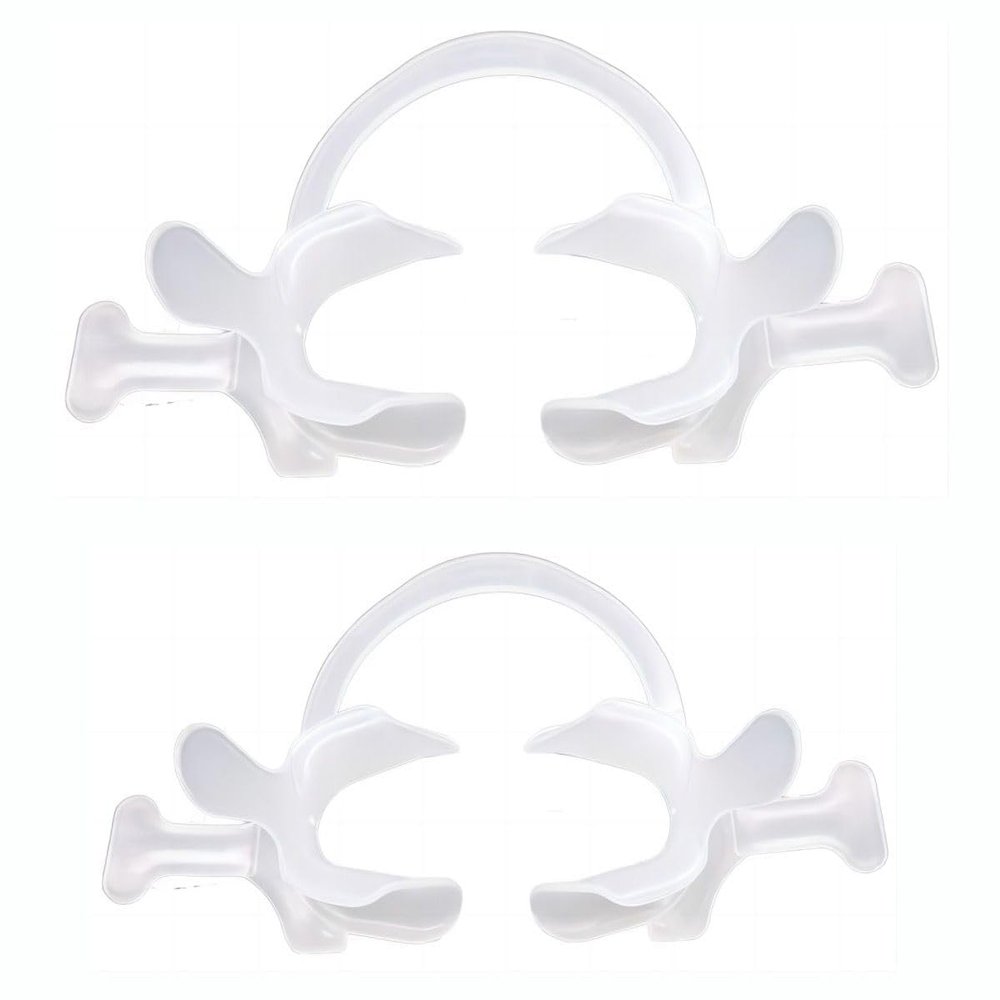 2Pcs Dental Teeth Whitening/Photography Cheek Retractors with Tabs,Orthodontic Mouth Retractor Mouth Opener,Disposable Dental Lip Cheek Retractor for Mouthguard White,Autoclavable (Large + Small)