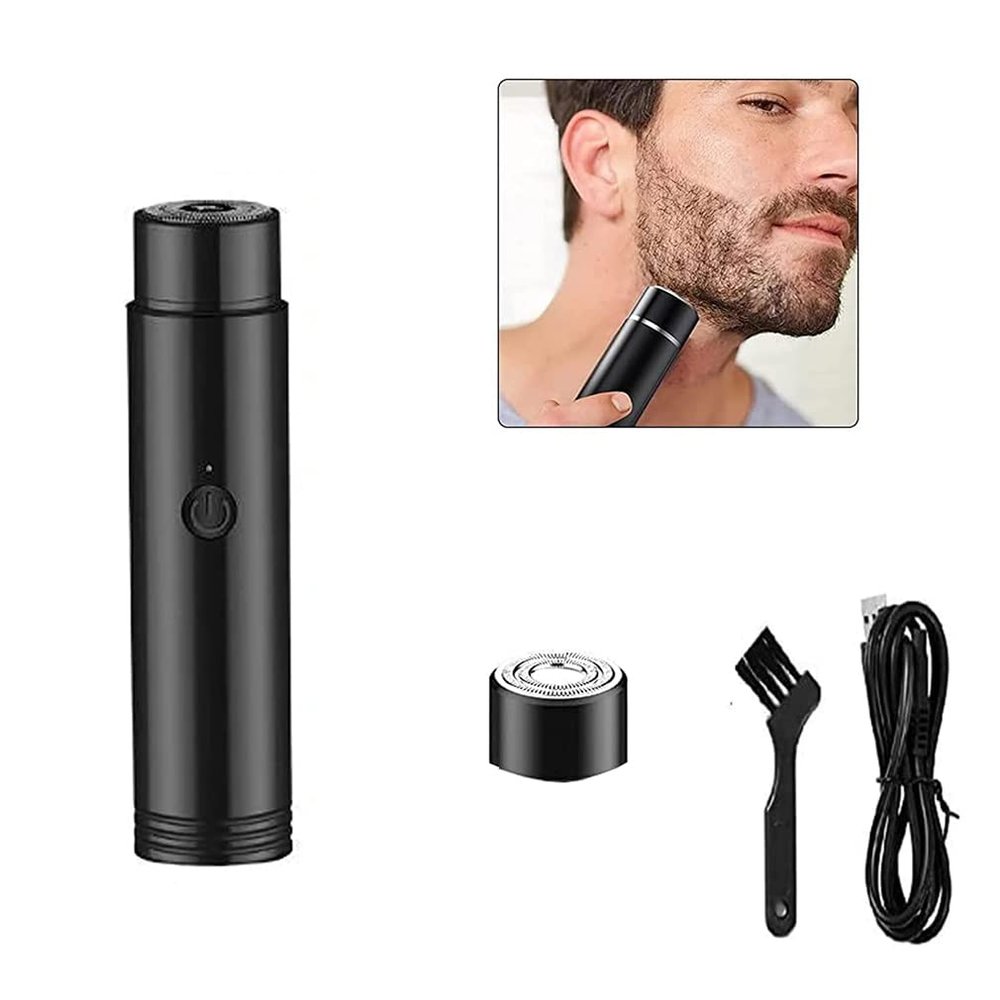 Mini Portable Electric Shaver,IPX7 Waterproof Cordless Pocket Razor,USB Rechargeable Rotary Razor, Wet and Dry Use Rotary Men's Shaver for Traveler (Black)