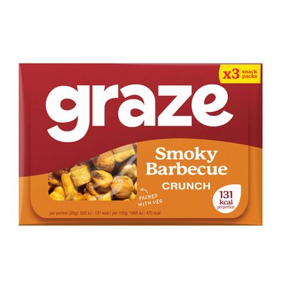 Graze Smoky Barbecue Crunch Snack Packs, 3 x 31g