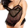 Camille Womens Sexy And Seductive Black Babydoll With Hearts S-M BLACK view 2