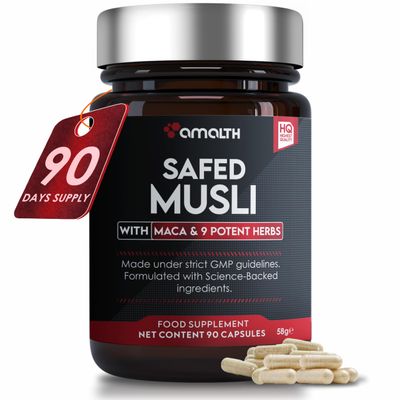 Safed Musli Extract Supreme Quality, High Potency Added Piperine to Boost Absorption Extra Strength with 11 Potent Herbs 90 Veg Capsule-Amalth