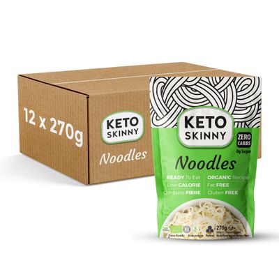 Keto Skinny Noodles (Pack of 12, 270g) | Organic Konjac Flour Shirataki | Zero Carb Noodles | Low Calorie | Vegan | Gluten Free | Keto & Paleo Friendly | Ready to Eat Konjac Noodle Alternative