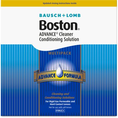 Boston Advance Cleaner Conditioning Solutions Multipack - 3X 30ml Cleaner, 3X 120ml Conditioning Solution, Contact Lens Solution for Rigid Gas Permeable & Hard Contact Lenses, 1x Lens Case Included