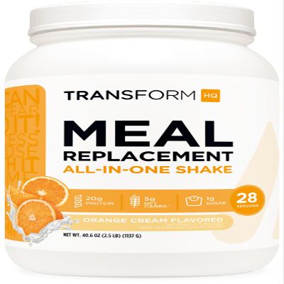 TransformHQ Meal Replacement Shake Powder 28 Servings (Orange Cream) - Gluten Free, Non-GMO