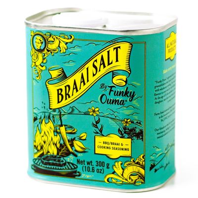 Funky Ouma Braai/BBQ Salt 300g  South African BBQ Rub & Steak Seasoning for Men, Gourmet Flavoured Salt, Mixed Herbs and Spices, Birthday Gift for Dad, Him & New Home