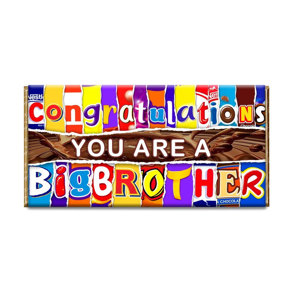 Congratulations You Are A Big Brother Chocolate Bar Gift Wrapper Label Gift Present For Bro Son (#271) (with chocolate bar)