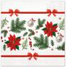 3-Ply Christmas Paper Serviettes Xmas Napkins for Decoupage 33cm x 33cm - Pack of 20 (Festive Poinsettia) view 1