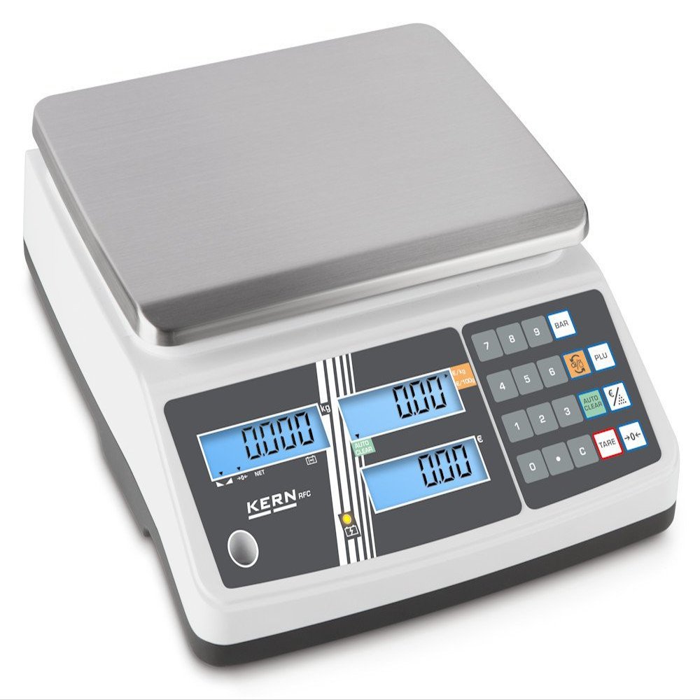 Kern RPB 3K3DM - Price Computing Scale, Retail Scale with EC Type Approval [M] and Memory for Article Prices, Weighing Range [Max]: 1,5 kg / 3 kg, Readout [d]: 0,5 g / 1 g, incl. VERIFICATION