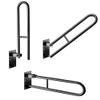 Black Folding Hinged Bathroom Safety Steel Grab Bar/Rail, Drop Down Mobility Aid Support, 60cm Long view 1