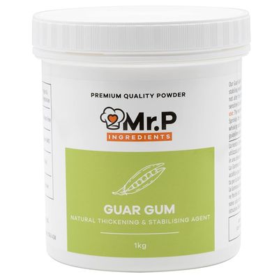 Mr.P Ingredients Guar Gum 1Kg Powder Thickener and Stabiliser Agent Vegan Vegetarian Halal Kosher Gluten Free (Recyclable Pot)