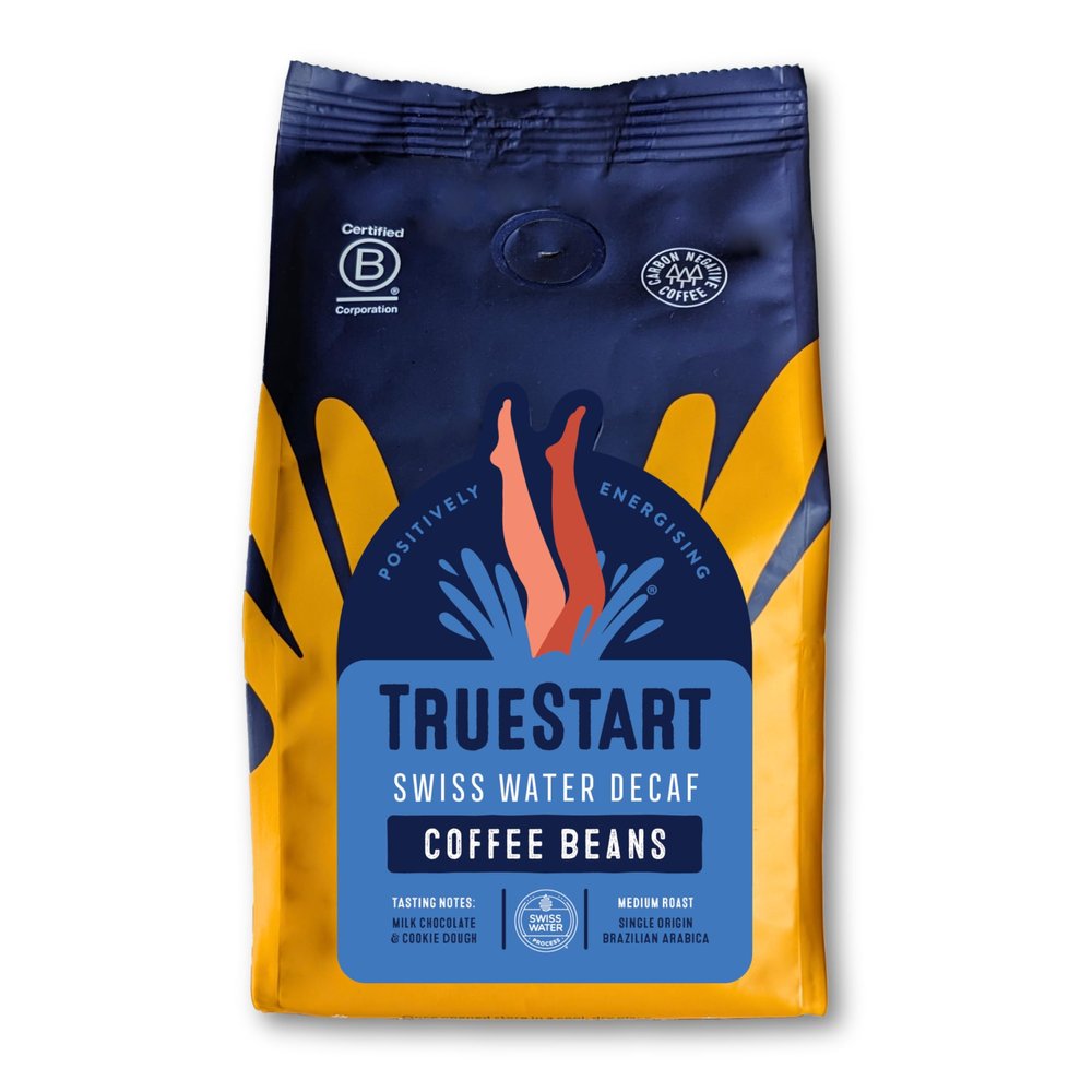 TrueStart Coffee Beans Swiss Water Decaf 200g  Mycotoxin-Free Coffee, Medium Roast Fresh Espresso Beans, Single Origin Arabica, Hand Roasted, Ideal for Espresso Lovers