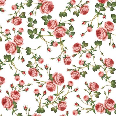 Maki 3-Ply Roses Design Tissue Paper Napkins Serviettes for Decoupage Lunch 33cm x 33cm - Pack of 20 (Small Roses White)