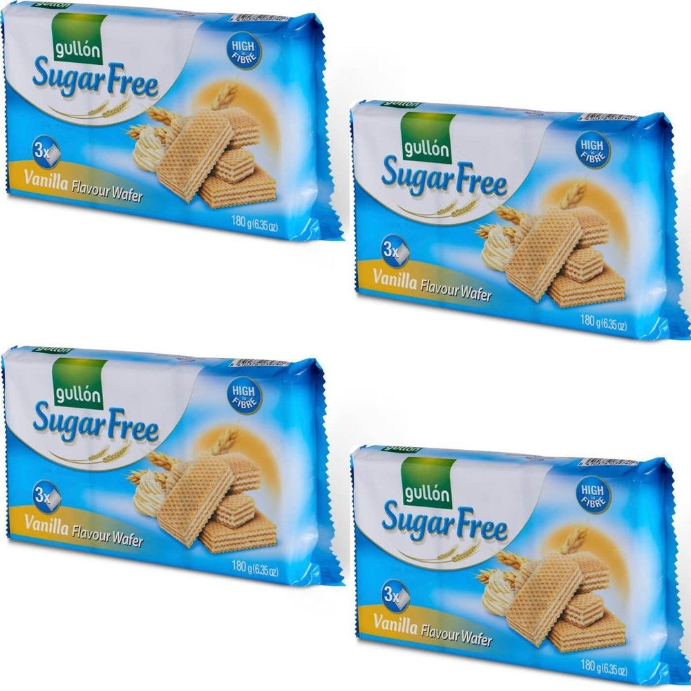 4 x 180g Vanilla Flavour Wafer Cookies Biscuits Sugar Free