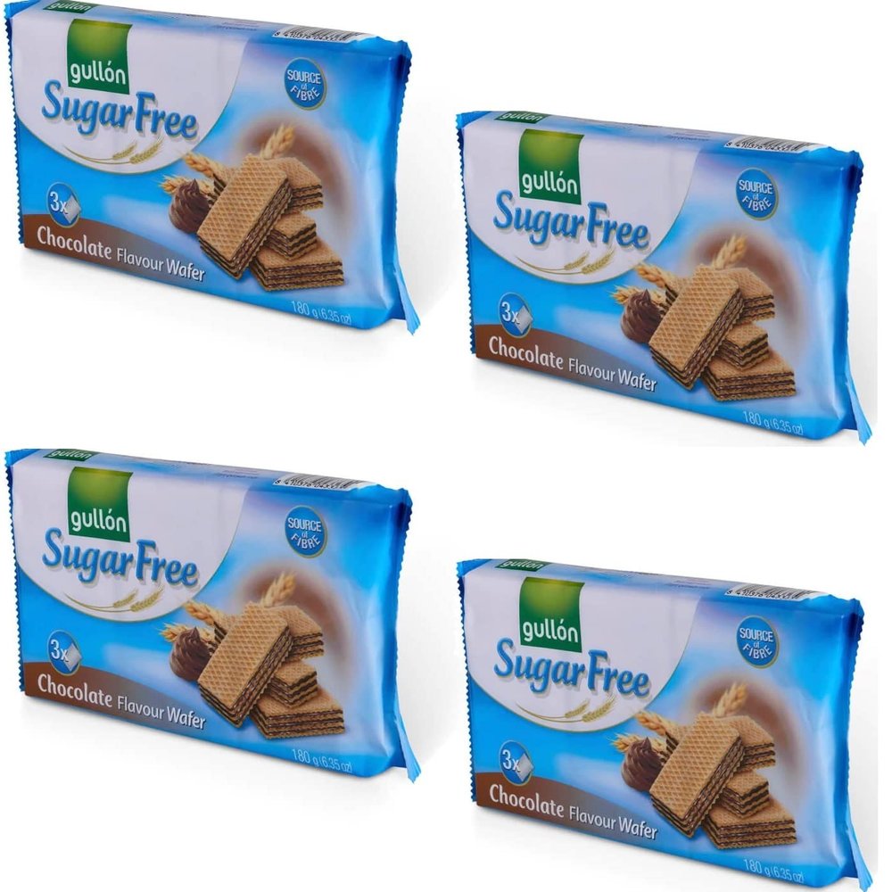 4 x 180g Chocolate Flavour Wafer Cookies Biscuits Sugar Free