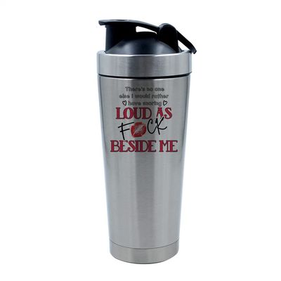 Getagift 500ml Aluminium Shaker Bottle for Supplement Shakes - Easy Clean, Durable Cup There's No One Else I Would Rather Have Snoring Loud as Fu*k Beside Me Valentines Day. (Silver)