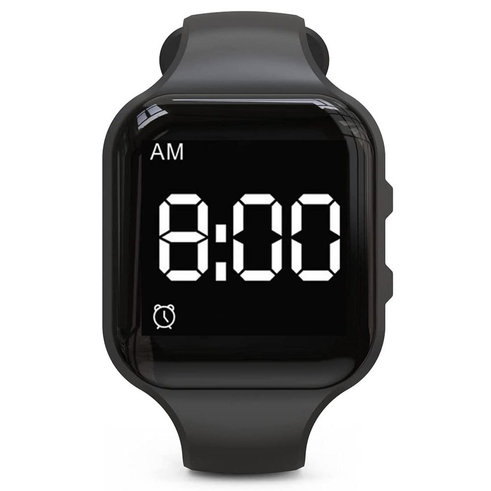 e-vibra Vibrating Alarm Watch Waterproof Wake Up Watch Silent Medical Reminder Watch - with Timer and 15 Daily Alarms (Black Square - Waterproof)