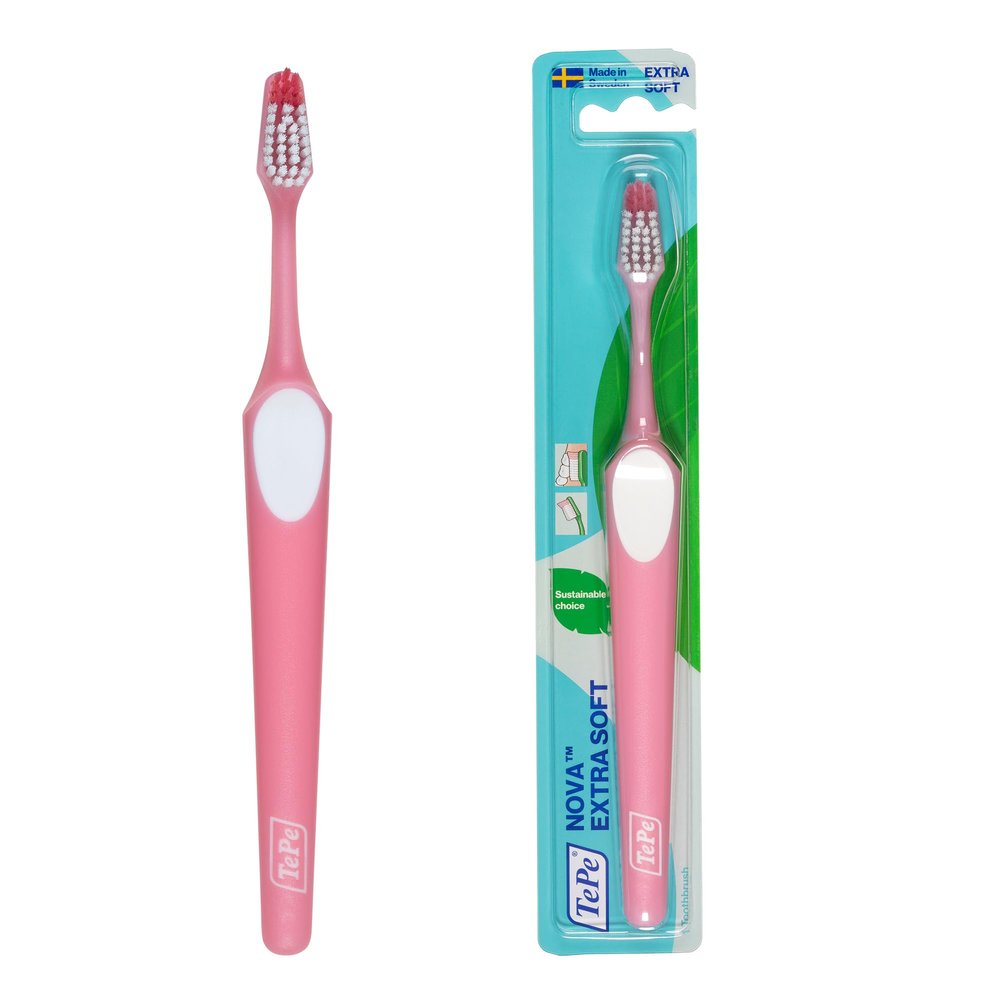 TePe Nova Toothbrush, Extra Soft, 1pc, Longer tip for Improved Access to Back Teeth, Toothbrush Medium for Easy and efficient Plaque Removal