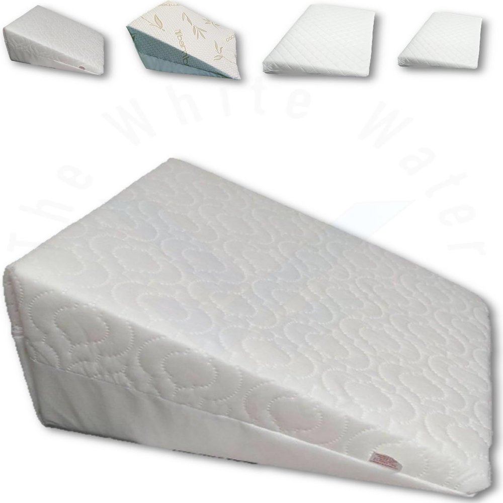 100% Real Viscoelastic Pure FOAM Firm WEDGE PILLOW Hypoallergenic - Multi Use Orthopaedic Back Neck Leg Hospital Angular Support Acid Reflux Reading Cushion Made in England UK (Standard)