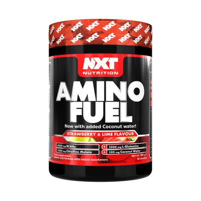 NXT Nutrition Amino Fuel Energy Drink | BCAAs Amino Acids with Beta Alanine, Vitamin D3 and Citrulline Malate  for Performance, Endurance and Energy Support | (Strawberry Lime)