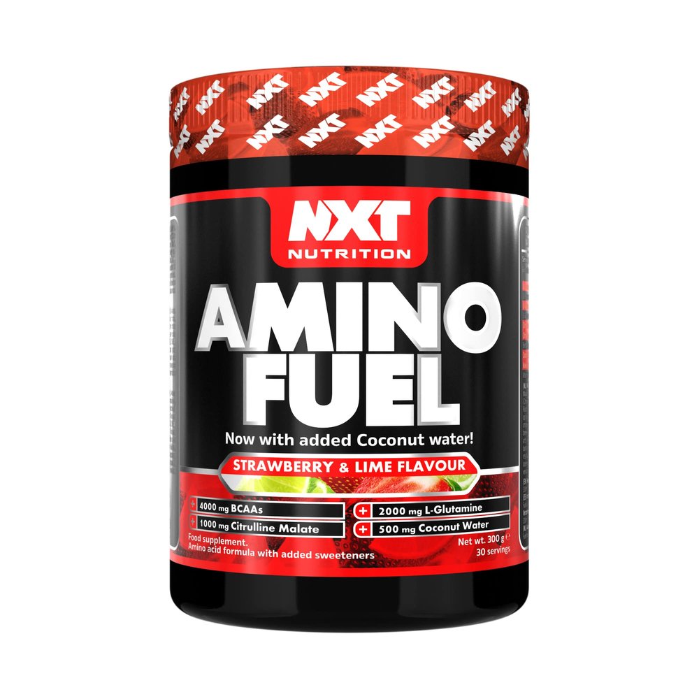 NXT Nutrition Amino Fuel Energy Drink | BCAAs Amino Acids with Beta Alanine, Vitamin D3 and Citrulline Malate  for Performance, Endurance and Energy Support | (Strawberry Lime)