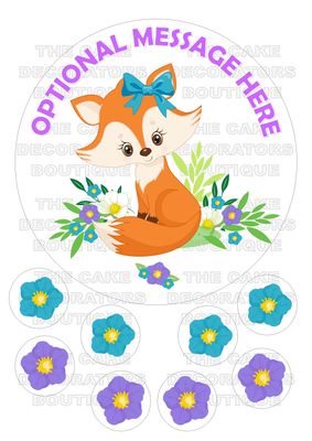 Edible Fox Foxes 7.5 inch round kids childrens party decorations cake topper made from Icing, Iced Fondant Sheet